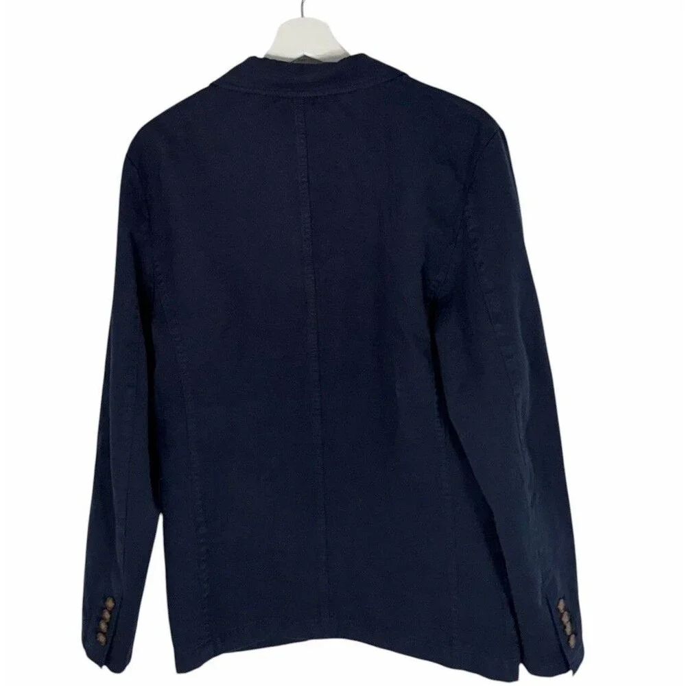 J.Crew Men Garment Dyed Cotton Linen Blend Blue Chino Blazer Jacket 36 AX260 NWT